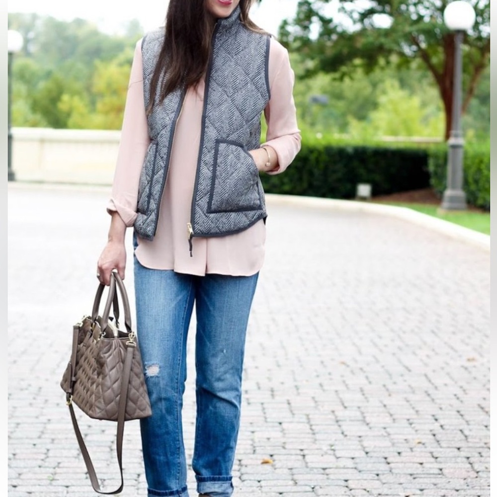 J Crew Black and White Herringbone Women’s Vest.
